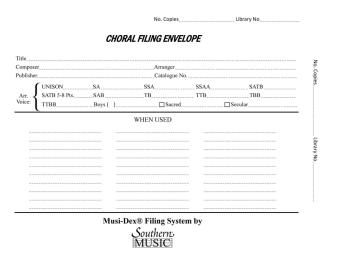Musidex Choral Filing Envelopes (HL-03770990)