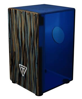 29 Series Royal Blue Acrylic Cajon: Black Makah Burl Front Plate (TY-00755251)