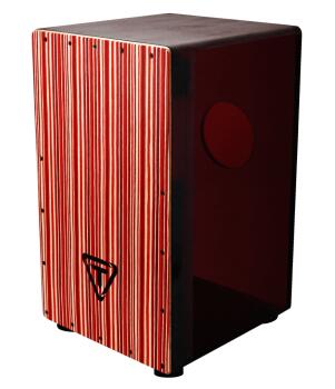 29 Series Cherry Red Acrylic Cajon - Black Makah Burl Front Plate (TY-00755253)