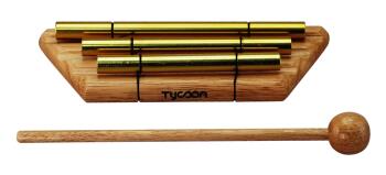 3 Gold Plated Chimes on Siam Oak Bar (TY-00755653)
