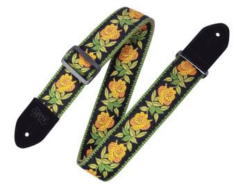 Woven Cotton Guitar Strap - Yellow Rosa: Print Series - 2 inch. Wide (GA-03719510)