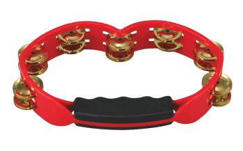 Red Hand Held Plastic Tambourine (Bright Brass Jingles) (TY-00755530)