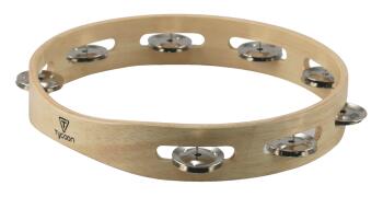 Single Row Wooden Tambourine (Bright Steel Jingles) (TY-00755536)