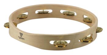 Single Row Wooden Tambourine (Bright Brass Jingles) (TY-00755537)