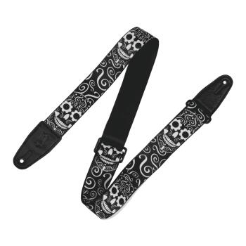 2 inch. Poly Calaca Series Guitar Strap with Black Leather Ends: Black (HL-01142680)