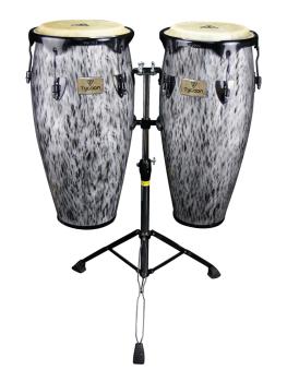 Kinetic Steel Series Congas - Black Powder with Double Stand (10 inch. (HL-00288775)