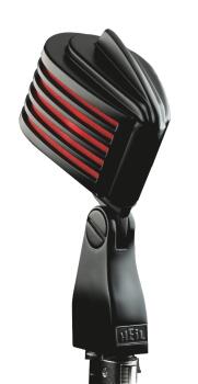 The Fin - Black Body/Red LED: Retro-Styled Dynamic Cardioid Microphone (HL-00364928)