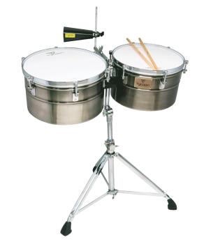 Deep-Shell Brushed Chrome Finish Timbales (14 inch. & 15 inch.) (TY-00755209)