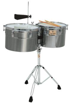 Extra-Deep Shell Brushed Chrome Timbales (14 inch. & 15 inch.) (TY-00755212)